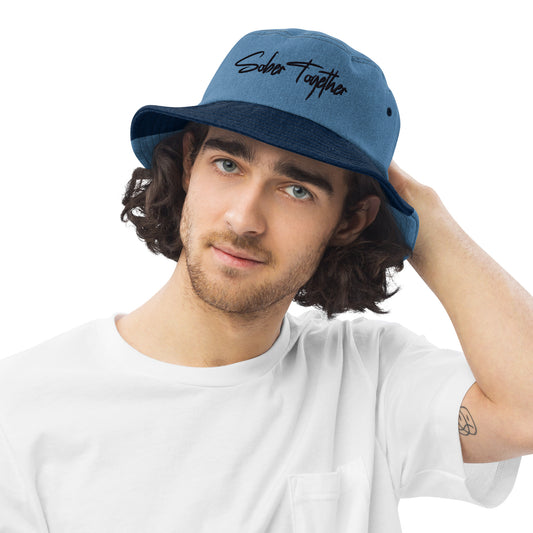 Denim bucket Sober Together Hat!